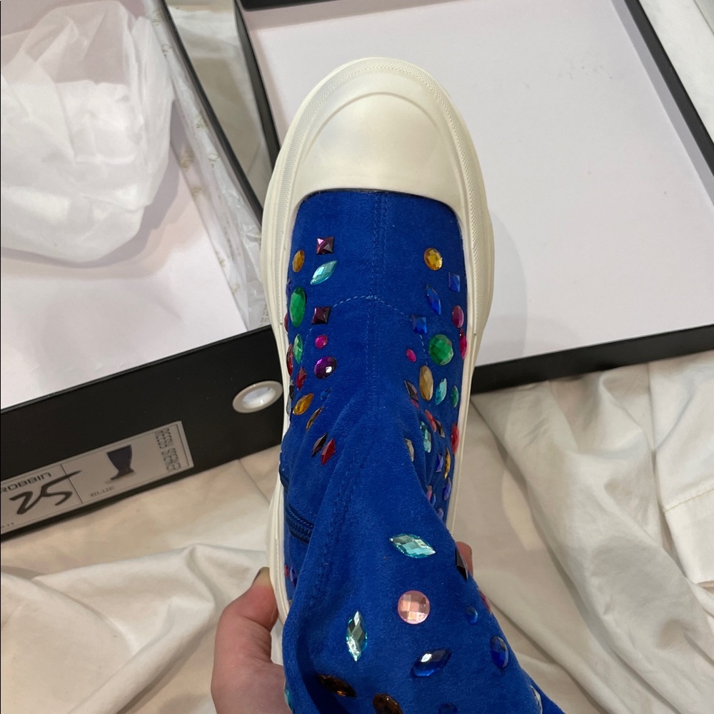 •CAPE ROBBIN• “Reesy” Chunky Sole Rhinestone Gem Sock Boot/Sneakers >> NIB - Picture 9 of 16
